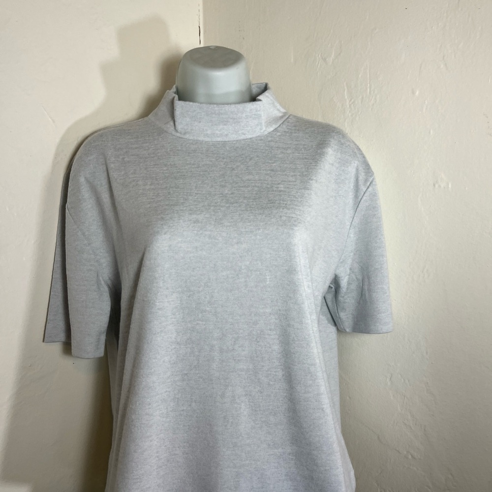 Haven Well Within  Light Gray Mock Neck Short Sleeve Top Small to Medium